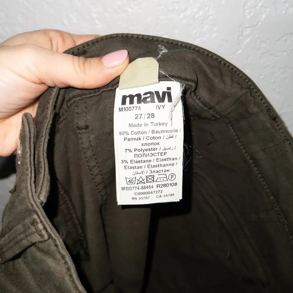 New Mavi Olive‎ Green Luce Twill Ivy Slim Cargo Pants Size 27